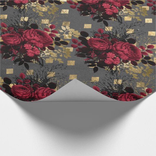 Gold Gothic Grunge Kerstmis Pattern Cadeaupapier (Hoek)