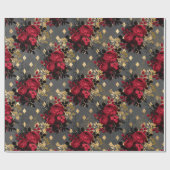 Gold Gothic Grunge Kerstmis Pattern Cadeaupapier (Vlak)