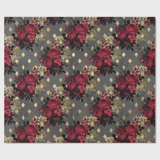 Gold Gothic Grunge Kerstmis Pattern Cadeaupapier (Vlak)