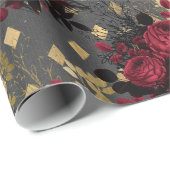 Gold Gothic Grunge Kerstmis Pattern Cadeaupapier (Rol Hoek)