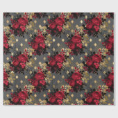 Gold Gothic Grunge Kerstmis Pattern Cadeaupapier (Vlak)