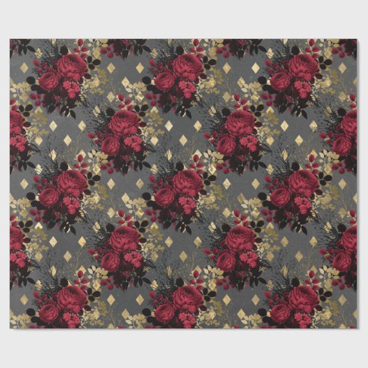 Gold Gothic Grunge Kerstmis Pattern Cadeaupapier (Vlak)