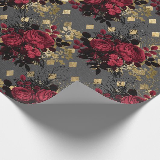 Gold Gothic Grunge Kerstmis Pattern Cadeaupapier (Hoek)