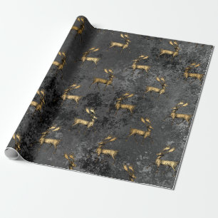 Gold Gothic Grunge-kerstrendierpatroon Cadeaupapier