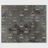 Gold Gothic Grunge-kerstrendierpatroon Cadeaupapier (Vlak)