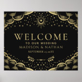 Gold Gothic Tarot Card Weddenschap Welkomstteken Poster (Voorkant)