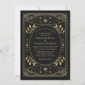 Gold Gothic  Tarot Wedding QR Uitnodiging (Voorkant)