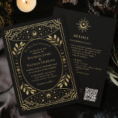 Gold Gothic  Tarot Wedding QR Uitnodiging