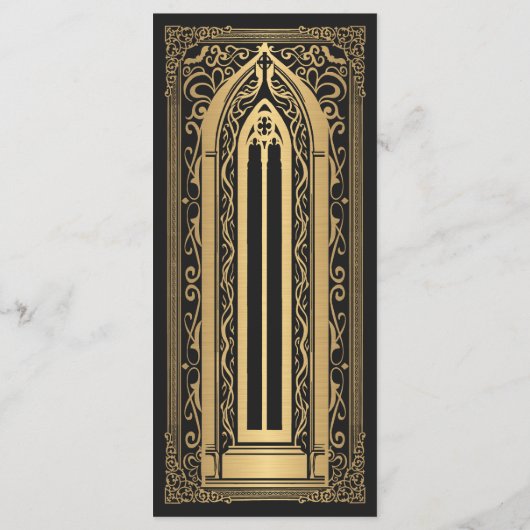 Gold Gothic Vampire Cathedral Wedding Menu (Achterkant)