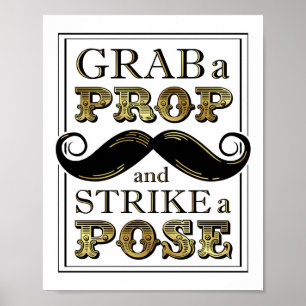 Gold GRAB A PROP STRIKT EEN POSE Teken Print