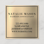 Gold gradiënt achtergrond | Monogram Vierkante Visitekaartje (Achterkant)