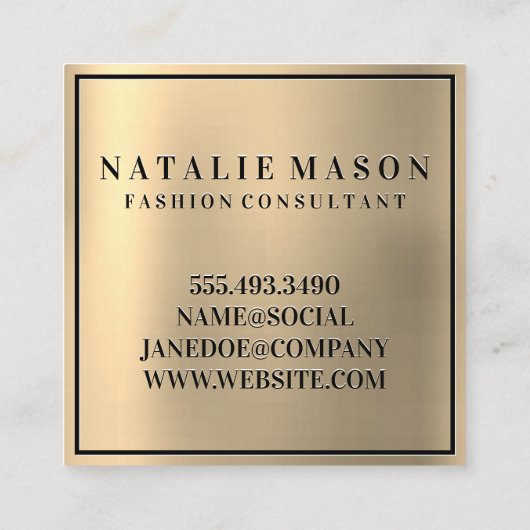 Gold gradiënt achtergrond | Monogram Vierkante Visitekaartje (Achterkant)