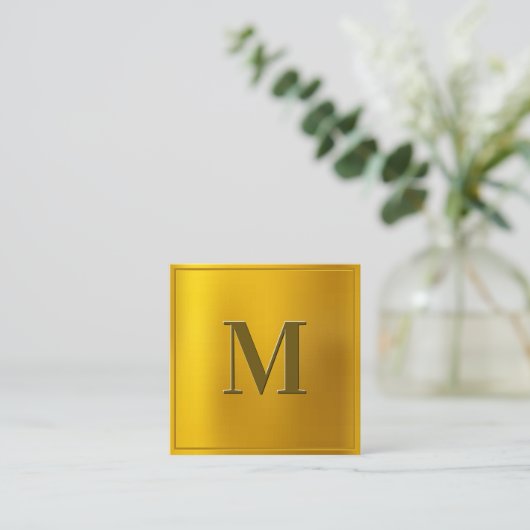 Gold gradiënt achtergrond | Monogram Vierkante Visitekaartje (Staand voorkant)