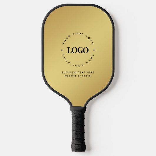 Gold Gradient Business Company Custom Logo & Text Pickleball Paddle (Voorkant)
