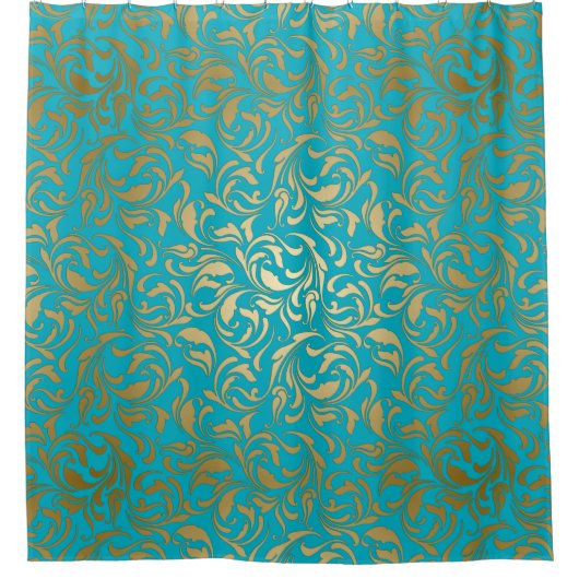 Gold Gradient Damask Douchegordijn (Voorkant)