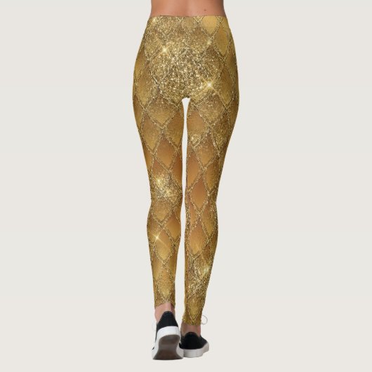 Gold Gradiënt Dragon Schaalt Leggings (Achterkant)