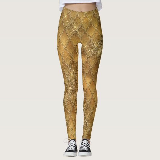 Gold Gradiënt Dragon Schaalt Leggings (Voorkant)