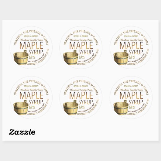 Gold Gradient Maple Syrup Label met Sap Bucket (Vel)