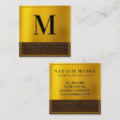 Gold Gradient Monogram | Grens Vierkante Visitekaartje (Voorkant / Achterkant)
