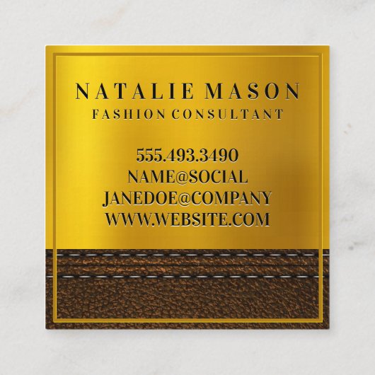 Gold Gradient Monogram | Grens Vierkante Visitekaartje (Achterkant)