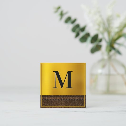 Gold Gradient Monogram | Grens Vierkante Visitekaartje (Staand voorkant)