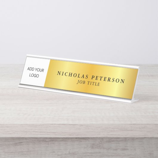 Gold Gradient Professional Executive Company Logo Bureau Naambordje (Voorkant)
