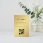 Gold gradiënt QR-code Foto van de Details Wedding  Informatiekaartje (Staand voorkant)