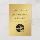 Gold gradiënt QR-code Foto van de Details Wedding  Informatiekaartje (Voorkant)
