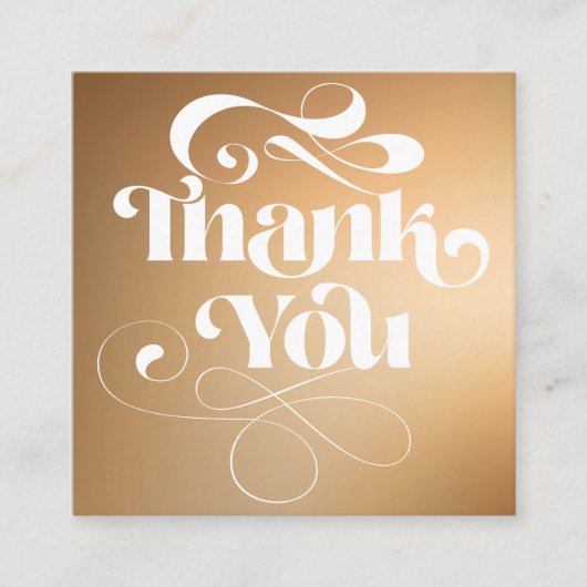 Gold gradiënt retro manuscriptorde dank u vierkante visitekaartje (Voorkant)
