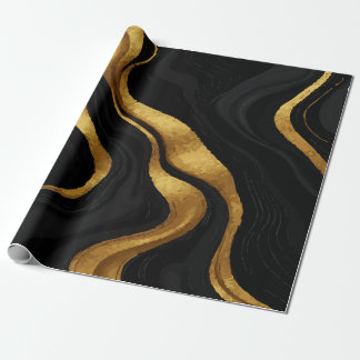 Gold Gradient Swirls on Black Pattern – Luxury Cadeaupapier