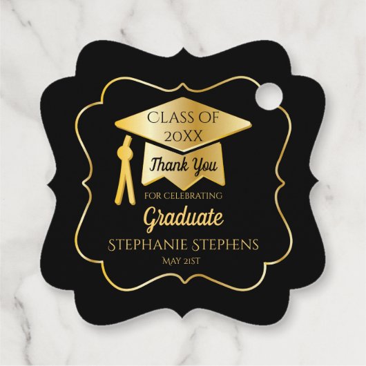 Gold Graduation Cap Class Jaar Bedankt Bedankjes Labels (Achterkant)