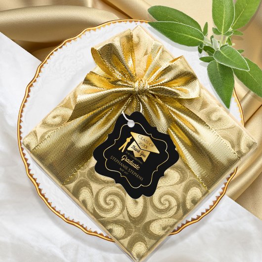 Gold Graduation Cap Class Jaar Bedankt Bedankjes Labels