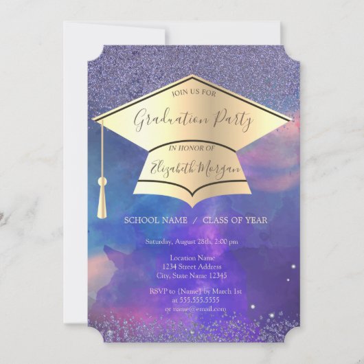 Gold Graduation Cap,Diamonds Afstuderen Kaart (Voorkant)