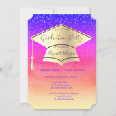 Gold Graduation Cap, Diamonds Ombre Afstuderen Kaart (Voorkant)