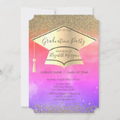Gold Graduation Cap, Diamonds Ombre Afstuderen Kaart (Voorkant)