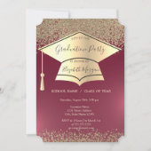 Gold Graduation Cap, Diamonds Red Afstuderen Kaart (Voorkant)