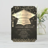 Gold Graduation Cap, Diamonds Stars Afstuderen Kaart (Staand voorkant)