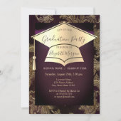 Gold Graduation Cap, Floral Damask Afstuderen Kaart (Voorkant)