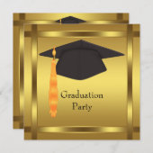 Gold Graduation Cap Graduation Party Kaart (Voorkant / Achterkant)