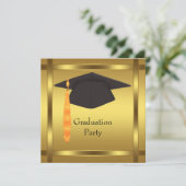 Gold Graduation Cap Graduation Party Kaart (Staand voorkant)