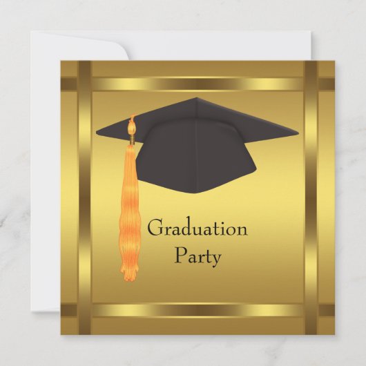 Gold Graduation Cap Graduation Party Kaart (Voorkant)