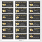 Gold Graduation Cap Klasse Jaar Adresetiketten Sticker (Vel)