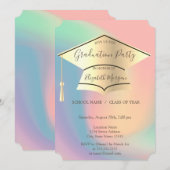 Gold Graduation Cap, kleurrijk Afstuderen Kaart (Voorkant / Achterkant)