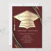 Gold Graduation Cap Lijst Zwart Afstuderen Kaart (Voorkant)