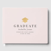 Gold Graduation Cap Minimalistisch Roze Afstuderen Gastenboek (Voorkant)