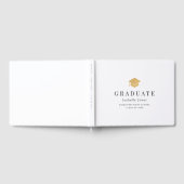 Gold Graduation Cap Minimalistisch Wit Afstuderen Gastenboek (Volledig)