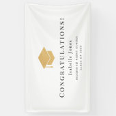 Gold Graduation Cap Minimalistisch Wit Afstuderen Spandoek (Verticaal)