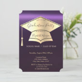 Gold Graduation Cap, Paars Afstuderen Kaart (Staand voorkant)
