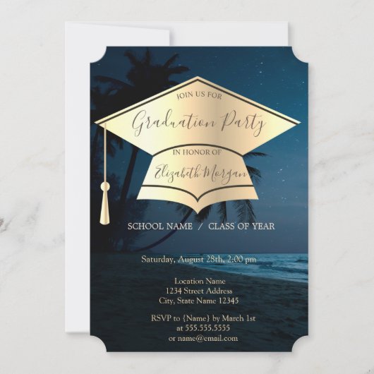 Gold Graduation Cap, Palms Afstuderen Kaart (Voorkant)