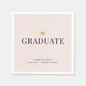 Gold Graduation Cap Roze Afstuderen Papier Servet (Voorkant)